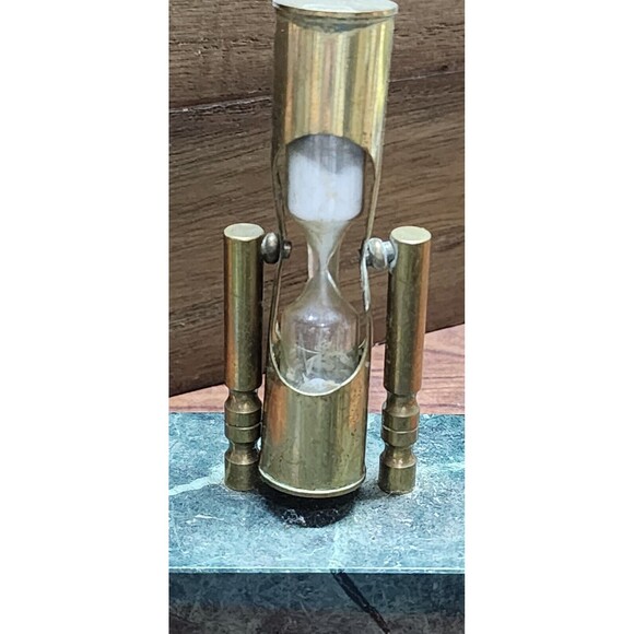 Vintage Brass Plated Timer with Marble base Sand Timer Paperweight - Picture 11 of 12